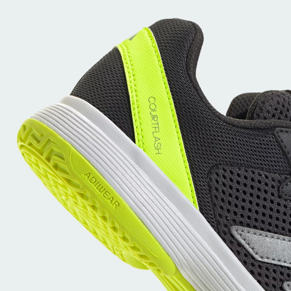 Tênis Adidas Courtflash Unissex Infantil Preto Cinza e Verde