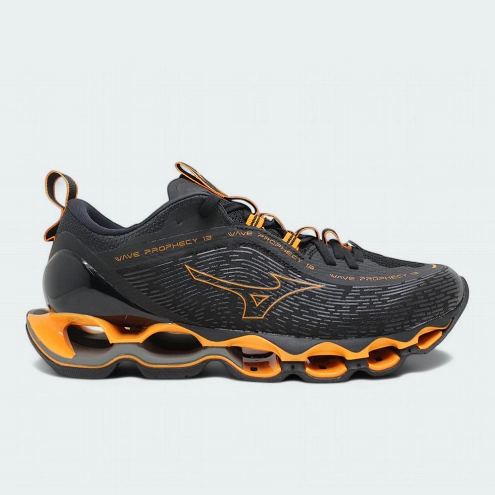 tênis mizuno wave prophecy 13 masculino preto laranja | Kenpo Sports