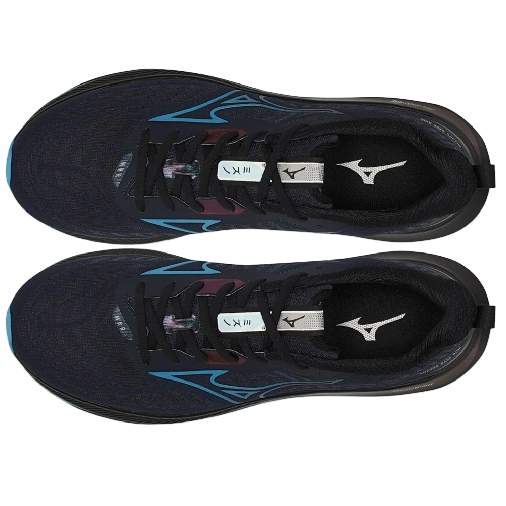 tênis mizuno base ride masculino preto azul marinho | Kenpo Sports